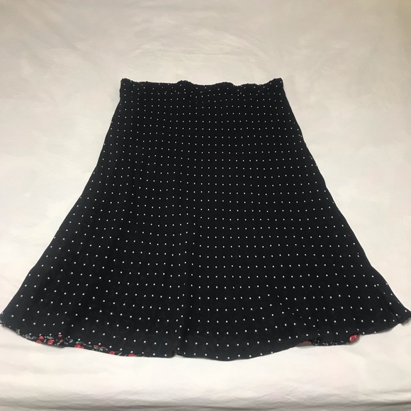 Reversible Black Cherry Print and Black and White Polka Dots Skirt - Picture 2 of 5